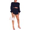 imageSOLY HUX Womens Elastic High Waisted Sweat Shorts Casual Comfy Lounge Summer Shorts TrendyDark Blue