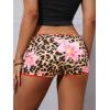 imageSOLY HUX Womens Y2k Lace Trim Leopard Shorts Drop Waist Skinny Mini Shorts Party ClubwearBrown Leopard Floral