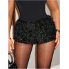 imageSOLY HUX Womens Y2k Sequin Elastic Low Rise Party Sparkly Booty ShortsSolid Black