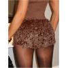 imageSOLY HUX Womens Y2k Sequin Elastic Low Rise Party Sparkly Booty ShortsSolid Chocolate Brown