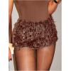 imageSOLY HUX Womens Y2k Sequin Elastic Low Rise Party Sparkly Booty ShortsSolid Chocolate Brown