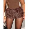 imageSOLY HUX Womens Y2k Sequin Elastic Low Rise Party Sparkly Booty ShortsSolid Chocolate Brown