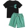 imageSOLY HUX Boys Letter Graphic Short Sleeve Tee Shirt and Drawstring Waist Shorts Set 2 Piece OutfitBlack and Mint Green