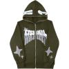 imageSOLY HUX Boys Zip Up Hoodies Sweatshirt Y2k Letter Graphic Long Sleeve Streetwear JacketArmy Green Letter