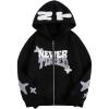 imageSOLY HUX Boys Zip Up Hoodies Sweatshirt Y2k Letter Graphic Long Sleeve Streetwear JacketBlack Letter