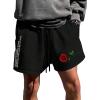imageSOLY HUX Mens Graphic Sweat Shorts Floral Letter Print Drawstring Waist Track Shorts with PocketBlack Graphic