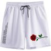 imageSOLY HUX Mens Graphic Sweat Shorts Floral Letter Print Drawstring Waist Track Shorts with PocketWhite Graphic