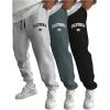 imageSOLY HUX Sweatpants for Men 3 Piece Letter Graphic Drawstring Elastic Waist Workout Joggers Pants with PocketsMulticoloured Letter