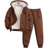 imageSOLY HUX Toddler Boys 2 Piece Outfits Fall Winter Sweatsuit Long Sleeve Hoodie Jacket and Sweatpants SetBrown Graphic