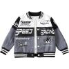 imageSOLY HUX Toddler Boys Varsity Jacket Letter Graphic Color Block Long Sleeve Motorcycle Jacket OuterwearGrey Letter
