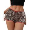 imageSOLY HUX Womens Y2k Lace Trim Leopard Shorts Drop Waist Skinny Mini Shorts Party ClubwearBrown Leopard