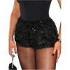 imageSOLY HUX Womens Y2k Sequin Elastic Low Rise Party Sparkly Booty ShortsSolid Black