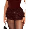 imageSOLY HUX Womens Y2k Sequin Elastic Low Rise Party Sparkly Booty ShortsSolid Burgundy
