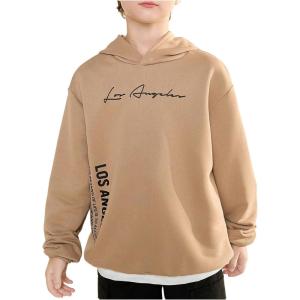 imageSOLY HUX Boys Hoodies Letter Graphic Sweatshirt Drop Shoulder Long Sleeve Casual Pullover TopsKhaki Letter