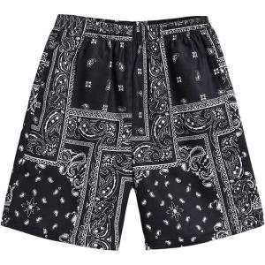 imageSOLY HUX Boys Summer Boho Paisley Print Drawstring High Waisted ShortsBlack Paisley Print