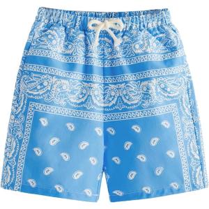 imageSOLY HUX Boys Summer Boho Paisley Print Drawstring High Waisted ShortsBlue and White