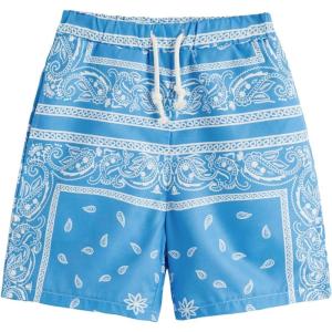 imageSOLY HUX Boys Summer Boho Paisley Print Drawstring High Waisted ShortsBlue and White Printed