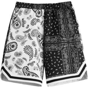 imageSOLY HUX Boys Summer Boho Paisley Print Drawstring High Waisted ShortsPaisley Print Black and White