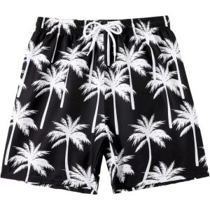 imageSOLY HUX Boys Swim Trunks Beach Board Shorts with Mesh Lining Teen Boys Quick Dry Swim ShortsBlack and White