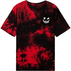 imageSOLY HUX Boys Tie Dye Graphic Print T Shirts Short Sleeve Drop Shoulder Summer Tee TopsBlack Red Graphic