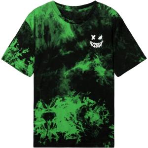 imageSOLY HUX Boys Tie Dye Graphic Print T Shirts Short Sleeve Drop Shoulder Summer Tee TopsGreen Black Graphic