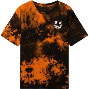 imageSOLY HUX Boys Tie Dye Graphic Print T Shirts Short Sleeve Drop Shoulder Summer Tee TopsOrange Black Graphic