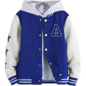 imageSOLY HUX Boys Varsity Jacket Letter Star Print Long Sleeve Color Block Baseball Bomber Jacket CoatBlue and White Print