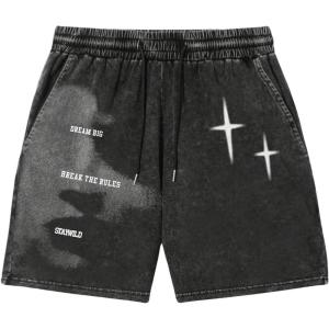 imageSOLY HUX Mens Denim Shorts Summer Graphic Straight Leg Baggy Jeans Shorts StreetwearBlack Graphic
