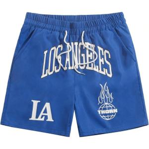 imageSOLY HUX Mens Drawstring Waist Athletic Shorts Workout Basketball Shorts Summer Printed Track ShortsBlue Printed
