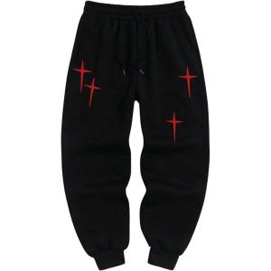 imageSOLY HUX Mens Drawstring Waist Joggers Pants Geo Print Athletic Sports Sweatpants with Pocket StreetwearBlack Star