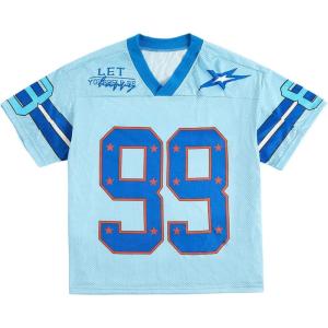imageSOLY HUX Mens Jersey Y2k Baggy Shirts Graphic Tees Oversized V Neck Tshirts Summer TopsAzure Sky Blue
