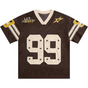 imageSOLY HUX Mens Jersey Y2k Baggy Shirts Graphic Tees Oversized V Neck Tshirts Summer TopsBrown Printed