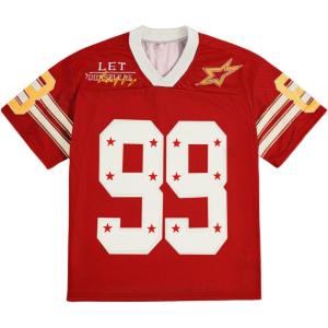 imageSOLY HUX Mens Jersey Y2k Baggy Shirts Graphic Tees Oversized V Neck Tshirts Summer TopsRed Beige