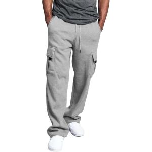 imageSOLY HUX Mens Sweatpants Drawstring Waist Flap Pocket Baggy Long PantsPlain Grey