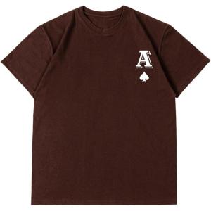 imageSOLY HUX Mens T Shirts Letter Graphic Tees Crew Neck Short Sleeve Summer TopsBrown Letter