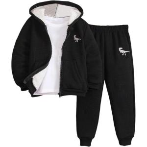imageSOLY HUX Toddler Boys 2 Piece Outfits Fall Winter Sweatsuit Long Sleeve Hoodie Jacket and Sweatpants SetBlack Graphic
