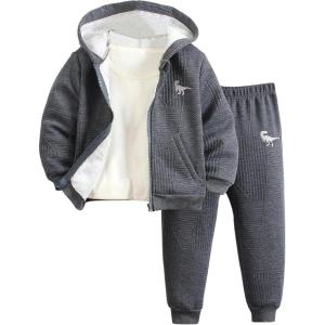 imageSOLY HUX Toddler Boys 2 Piece Outfits Fall Winter Sweatsuit Long Sleeve Hoodie Jacket and Sweatpants SetGrey Graphic