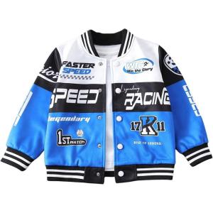 imageSOLY HUX Toddler Boys Varsity Jacket Letter Graphic Color Block Long Sleeve Motorcycle Jacket OuterwearBlue Letter