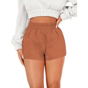 imageSOLY HUX Womens Elastic High Waisted Sweat Shorts Casual Comfy Lounge Summer Shorts TrendyPlain Brown