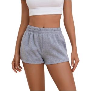 imageSOLY HUX Womens Elastic High Waisted Sweat Shorts Casual Comfy Lounge Summer Shorts TrendyPlain Grey