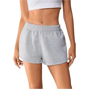 imageSOLY HUX Womens Elastic High Waisted Sweat Shorts Casual Comfy Lounge Summer Shorts TrendyPlain Light Grey