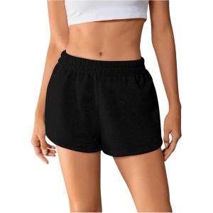 imageSOLY HUX Womens Elastic High Waisted Sweat Shorts Casual Comfy Lounge Summer Shorts TrendyPure Black