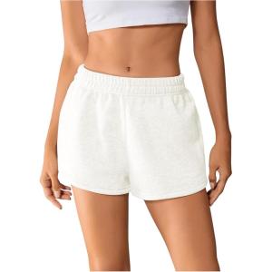 imageSOLY HUX Womens Elastic High Waisted Sweat Shorts Casual Comfy Lounge Summer Shorts TrendyPure White