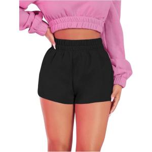 imageSOLY HUX Womens Elastic High Waisted Sweat Shorts Casual Comfy Lounge Summer Shorts TrendySolid Black