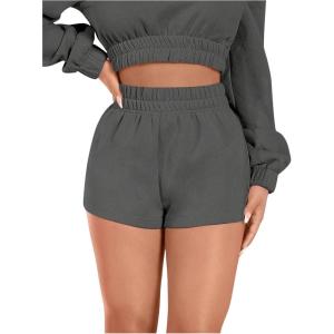 imageSOLY HUX Womens Elastic High Waisted Sweat Shorts Casual Comfy Lounge Summer Shorts TrendySolid Grey