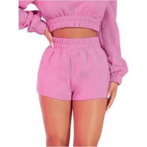 imageSOLY HUX Womens Elastic High Waisted Sweat Shorts Casual Comfy Lounge Summer Shorts TrendySolid Pink