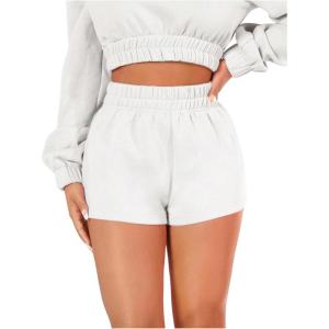 imageSOLY HUX Womens Elastic High Waisted Sweat Shorts Casual Comfy Lounge Summer Shorts TrendySolid White
