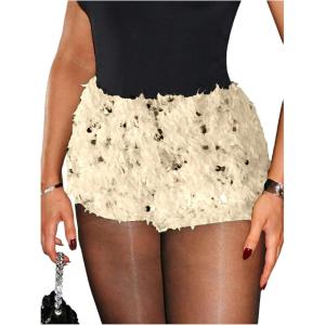 imageSOLY HUX Womens Y2k Sequin Elastic Low Rise Party Sparkly Booty ShortsSolid Apricot