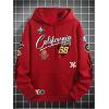 imageSOLY HUX Hoodies for Men Graphic Letter Print Long Sleeve Drawstring Sweatshirt Pullover Tops with PocketRed Letter