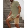 imageSOLY HUX Mens Casual Tracksuit Button Down Shirt and Drawstring Waist Short Sets Summer 2 Piece OutfitsGreen and Khaki